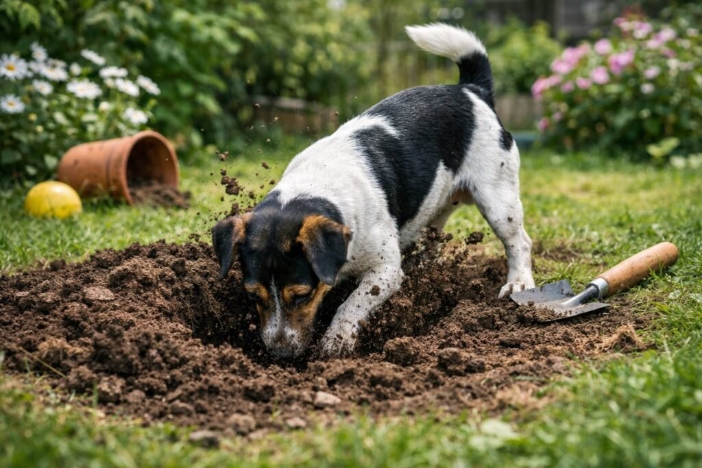 How to Stop a Dog Digging Holes in the Yard Without Fencing