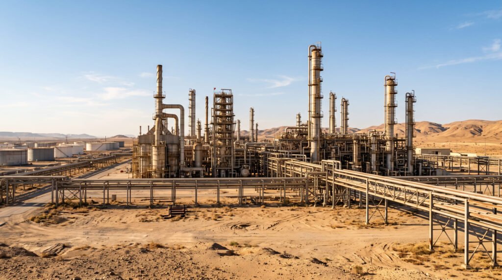 A desert oil refinery complex (representative image)